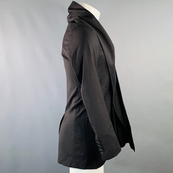 DIOR HOMME by KRIS VAN ASSCHE AW10 Size XS Black Wool Cashmere Scarf Coat - Picture 3 of 9